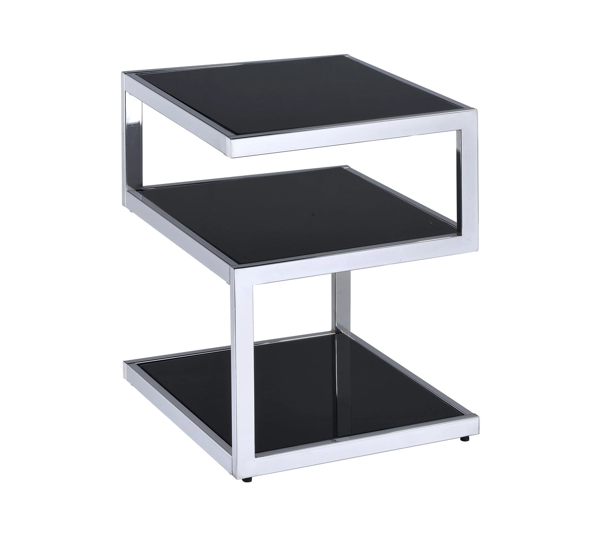 Side Table in Chrome & Black Glass P605