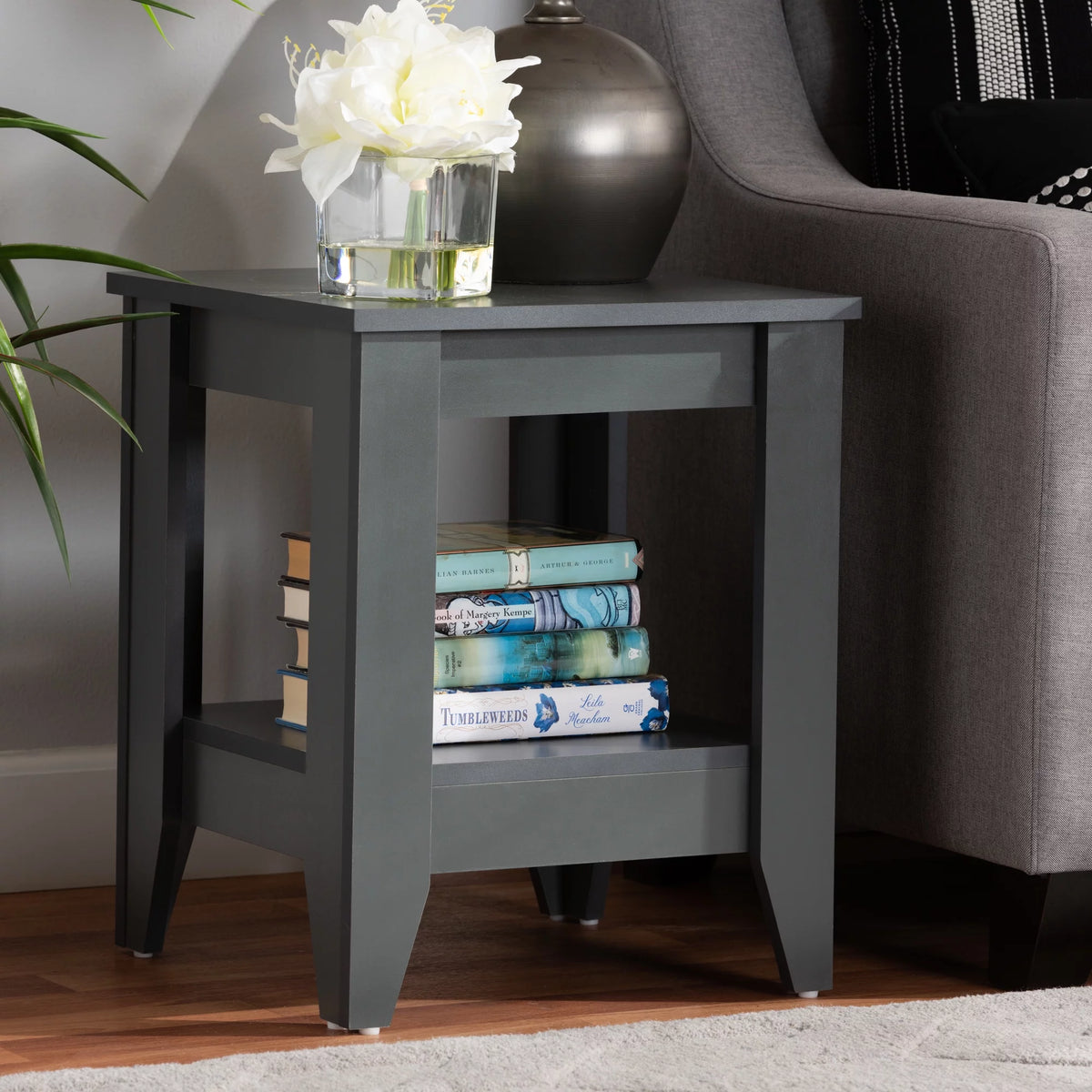 Grey Finished Wood End Table S3772