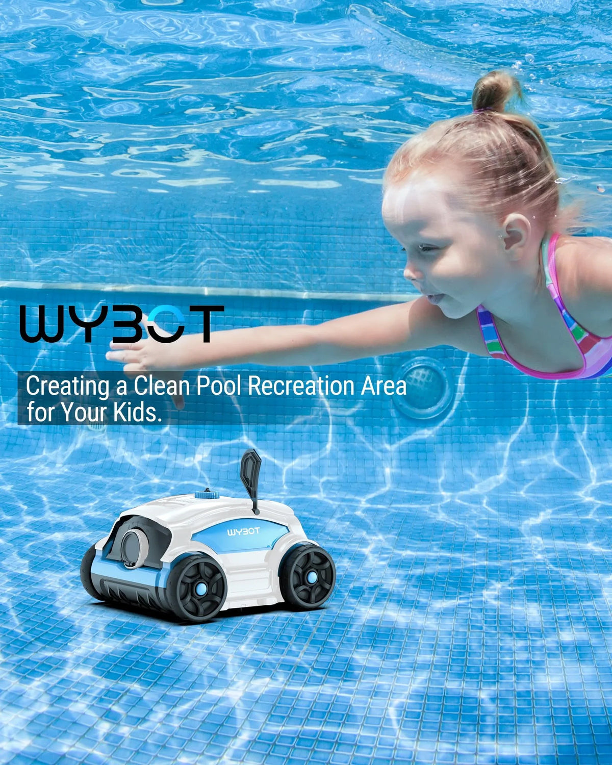 Cordless Robotic Pool Cleaner 45W 130Mins Black and Blue Z469921