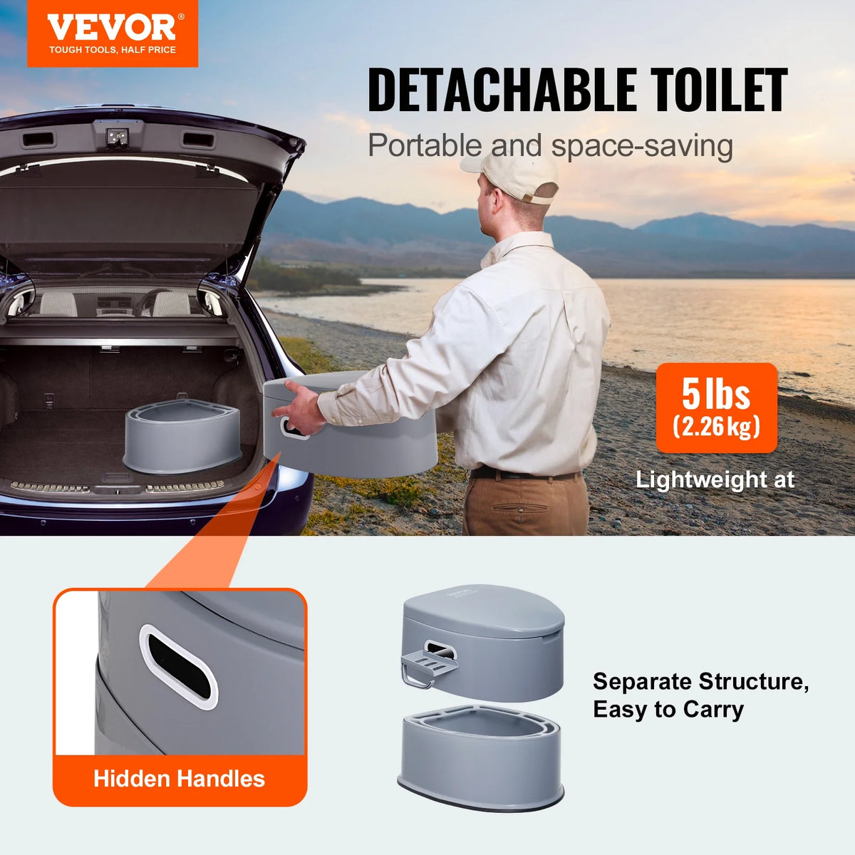 Portable Camping Toilet with Lid Q163264