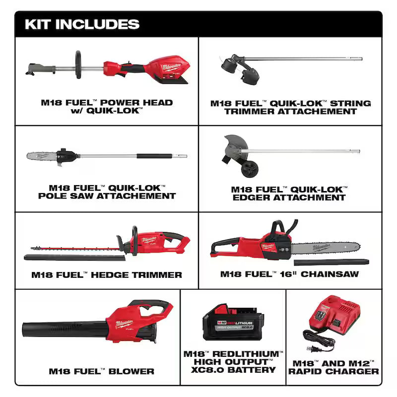 18V Lithium-Ion String Trimmer Blower Combo with Chainsaw Hedge Trimmer Edger Pole Saw 6-Tool Q317