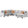Light Gray U-Shaped Polyester Fabric Sectional Sofa L153