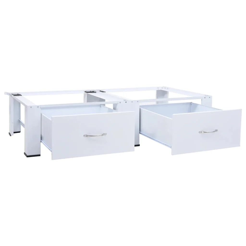 Washing and Drying Machine Pedestal with Pull-out Shelves White X9355