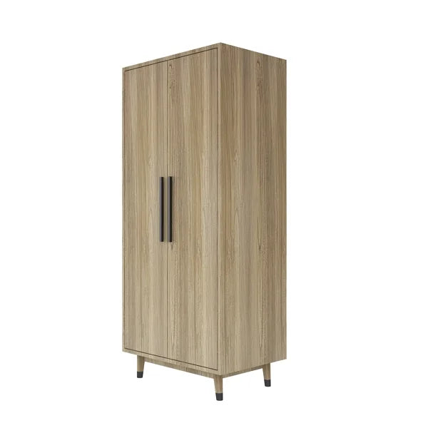 2 Doors Wardrobe Closet & Cabinet with Hanging Rail B648