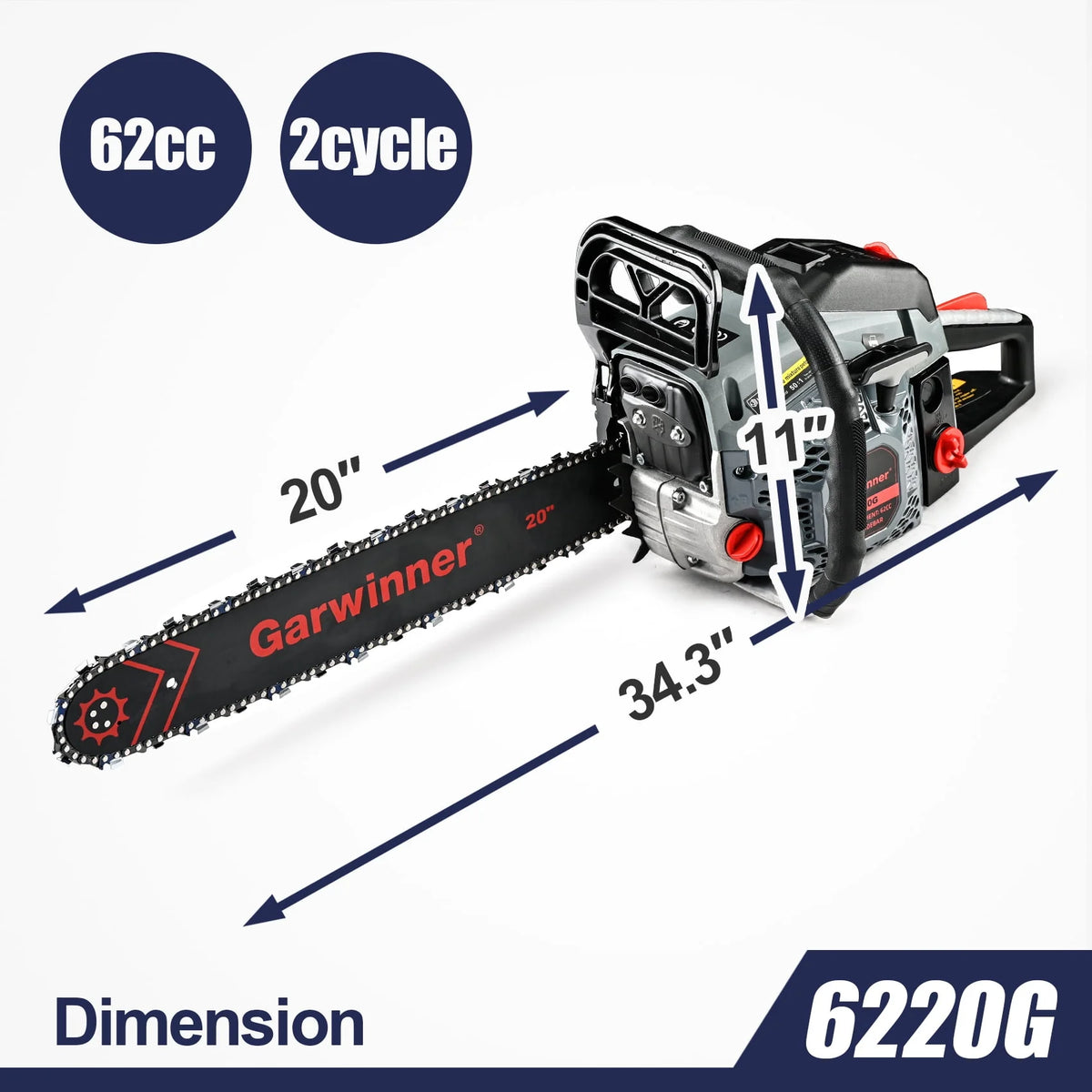 Gas Chainsaw 20'' 2-Stroke 62CC T433437