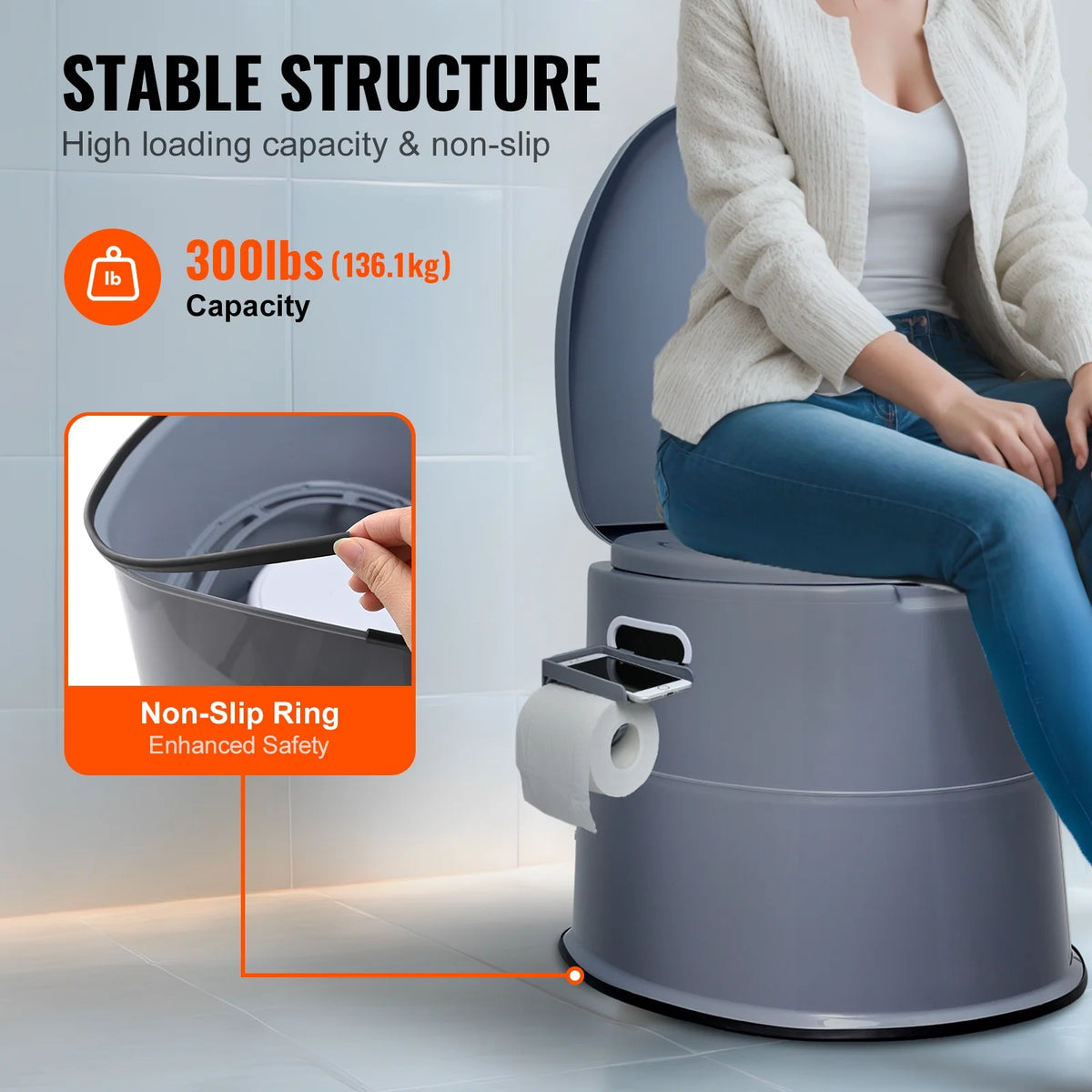 Portable Camping Toilet with Lid Q163264