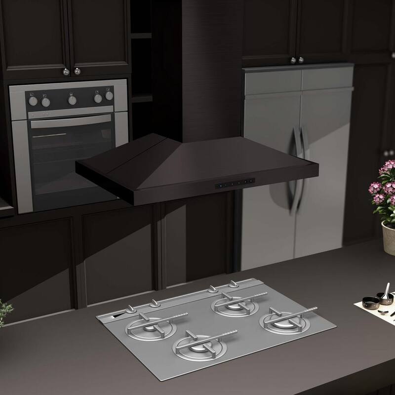 Black Stainless Steel Island Mount Range Hood W5164