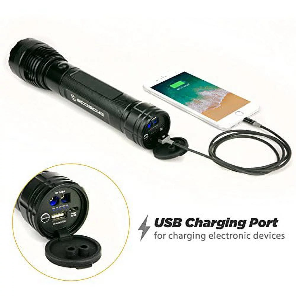 Portable 1,000 Lumen Flashlight and Car Jump Starter with 5,100 mAh 400A Battery G358