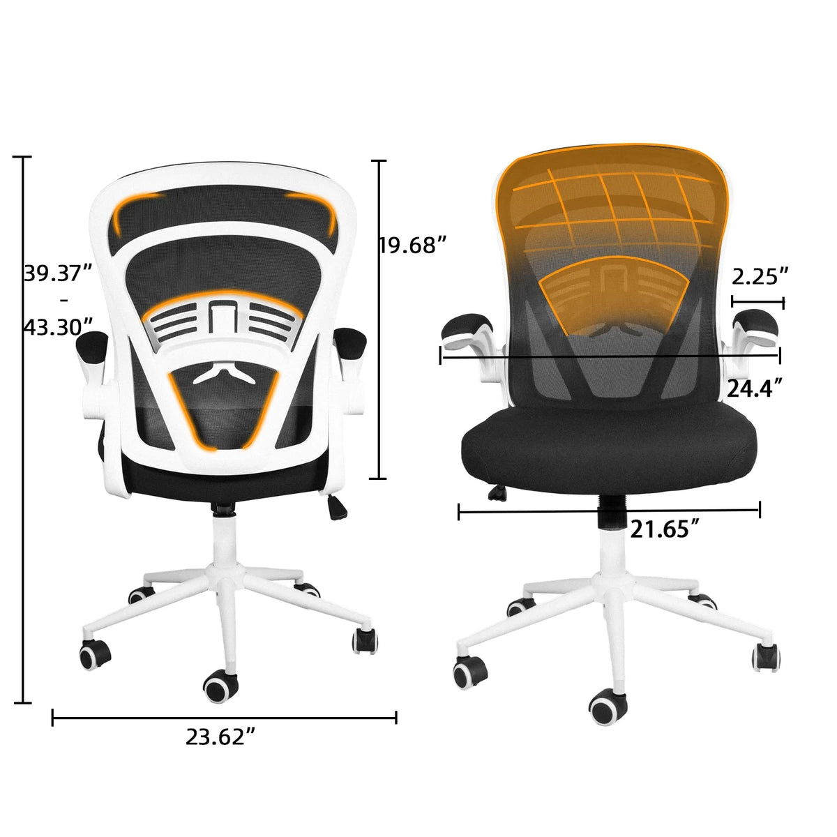 Black Ergonomic Mesh Office Chair with Wheels W4009