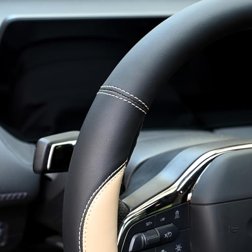 Microfiber Leather Steering Wheel Cover 15 inch Black K242265