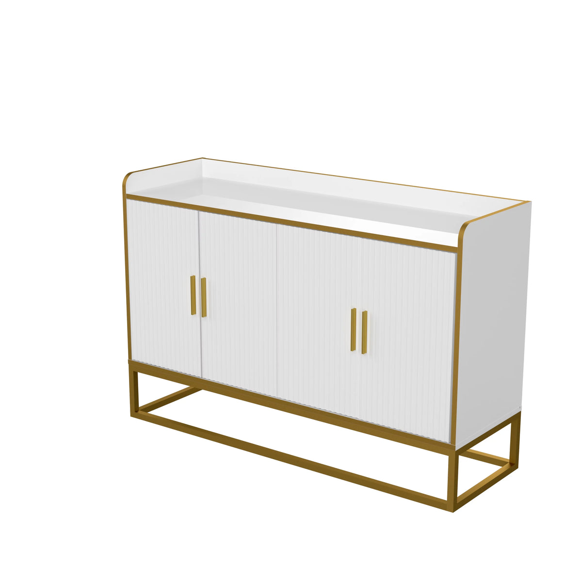 White Gloss Storage Cabinet with Metal Legs K42211