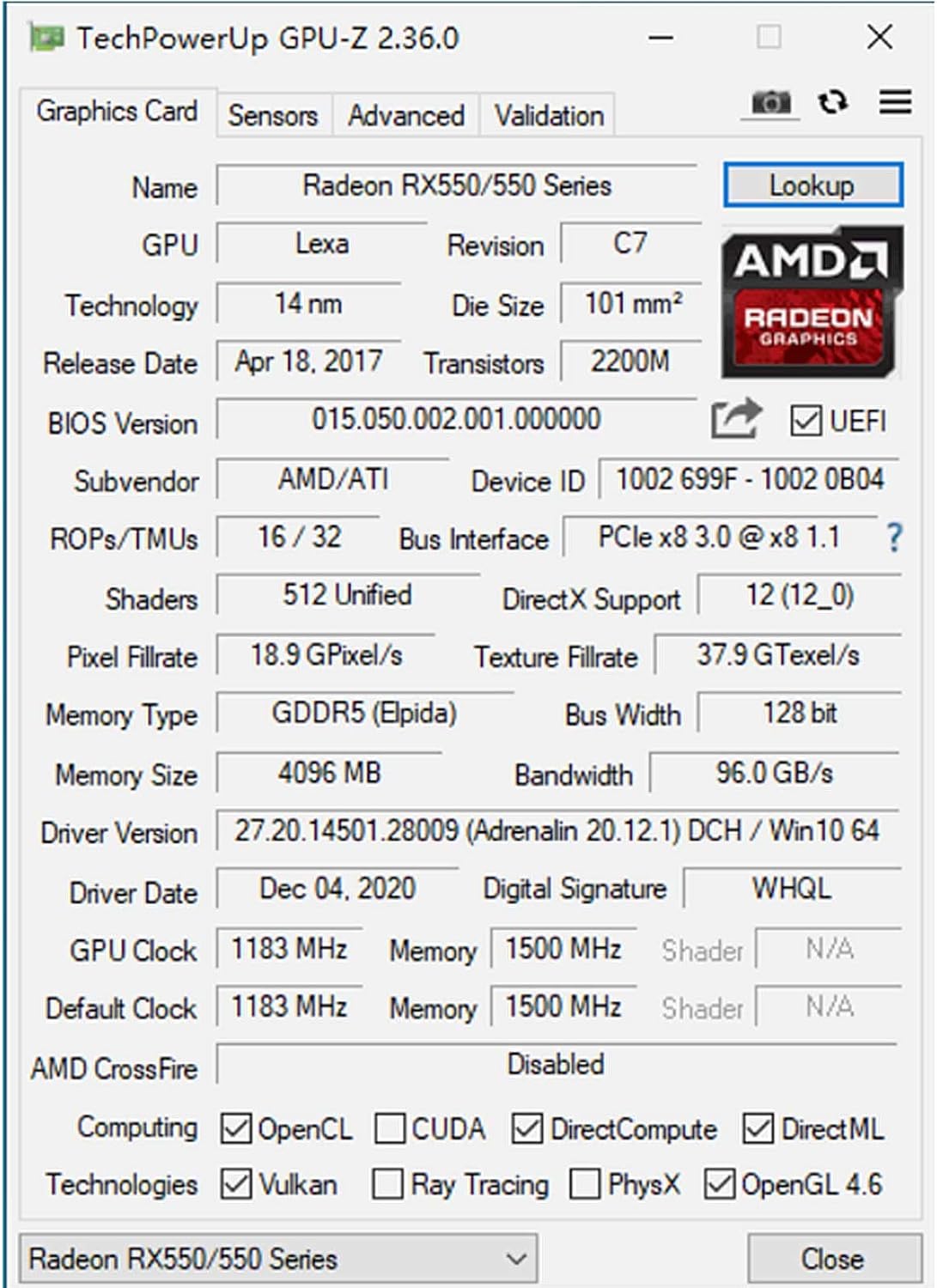 4GB GDDR5 128-Bit Graphics Card K181