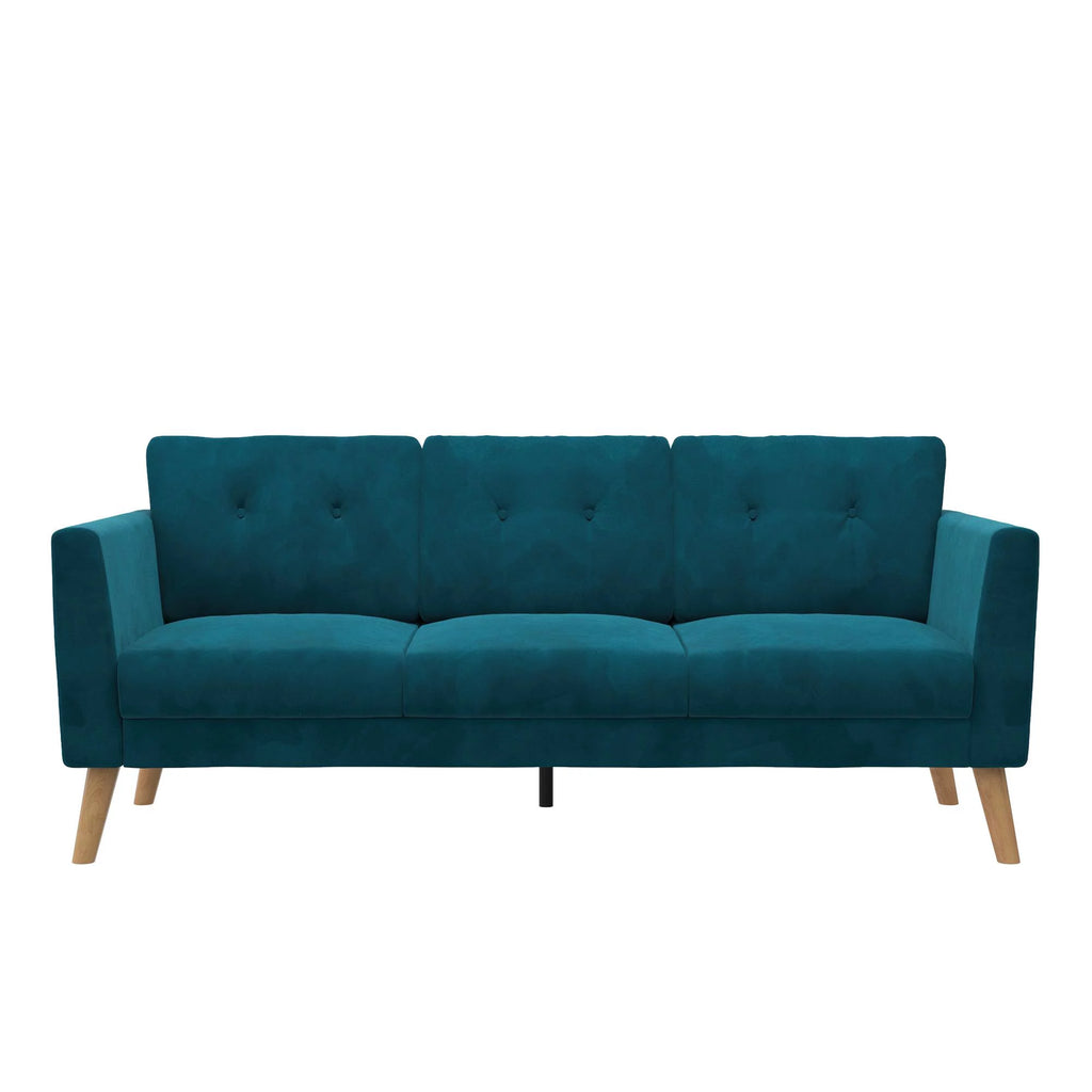 Blue Velvet Upholstered Sectional Sofa with Ottoman W5771