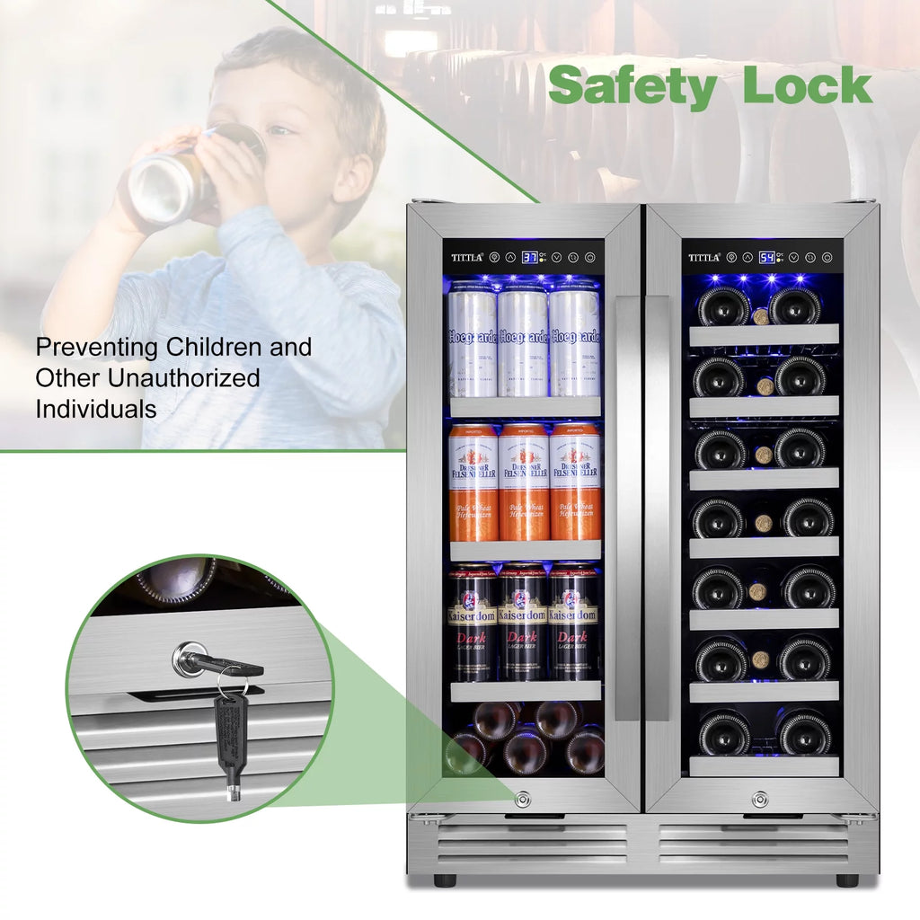 Built in Wine Cooler Beverage Cooler 18-Wine Bottles and 57 Cans Dual Zone S9440