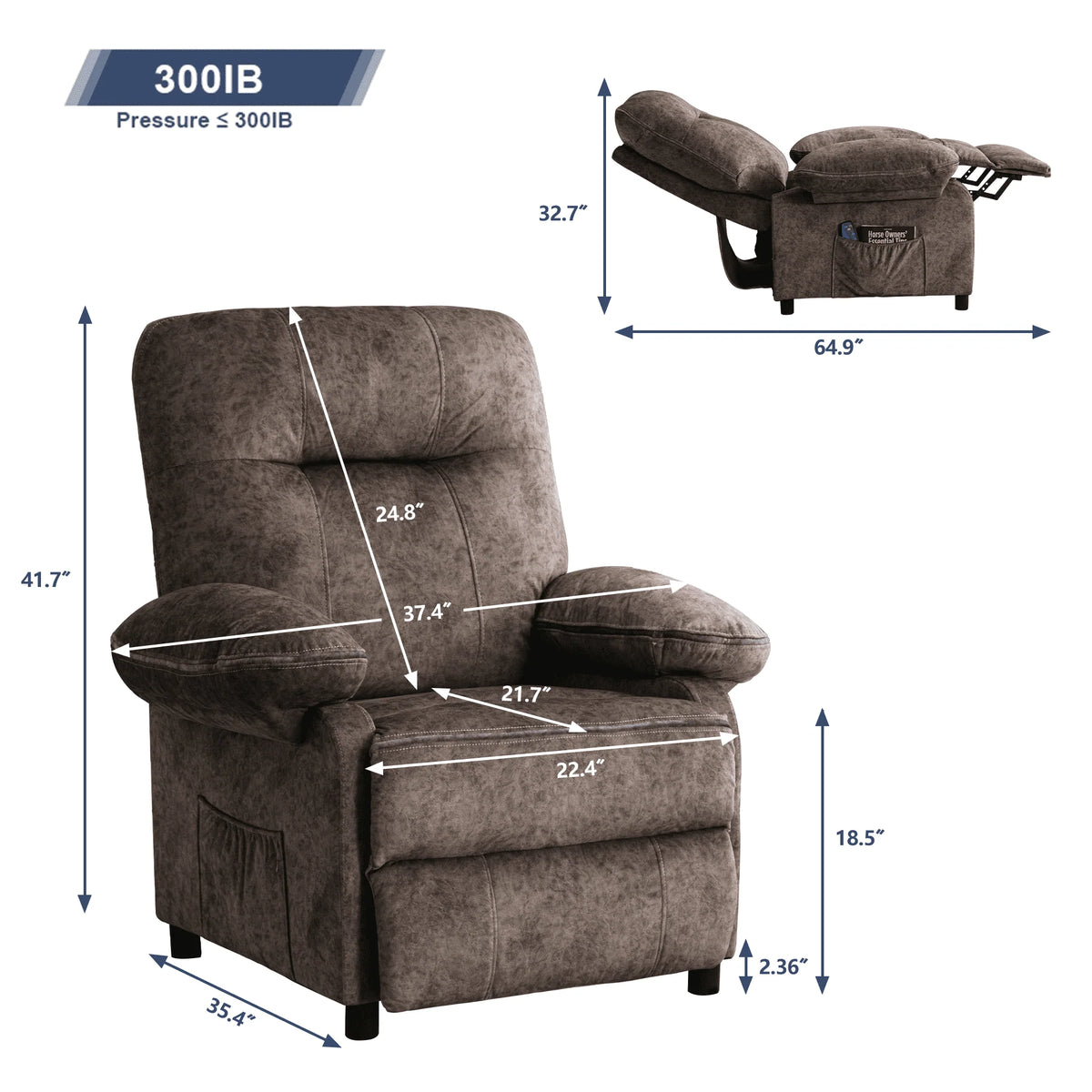 Light Brown Heated Massage Recliner Sofa F82576