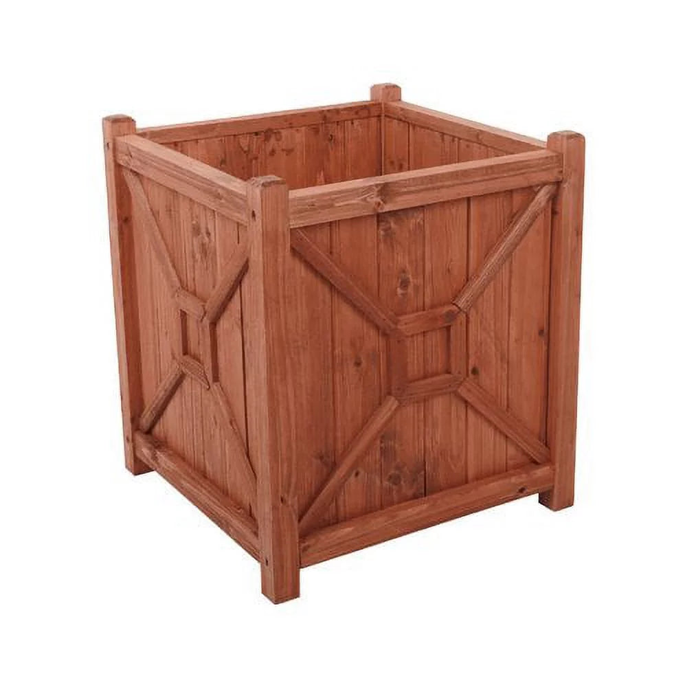 Medium Brown Wood Planter N33554