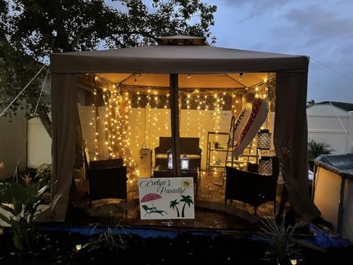 306 LED Curtain Lights with 18 Hang Down String Lights L3381