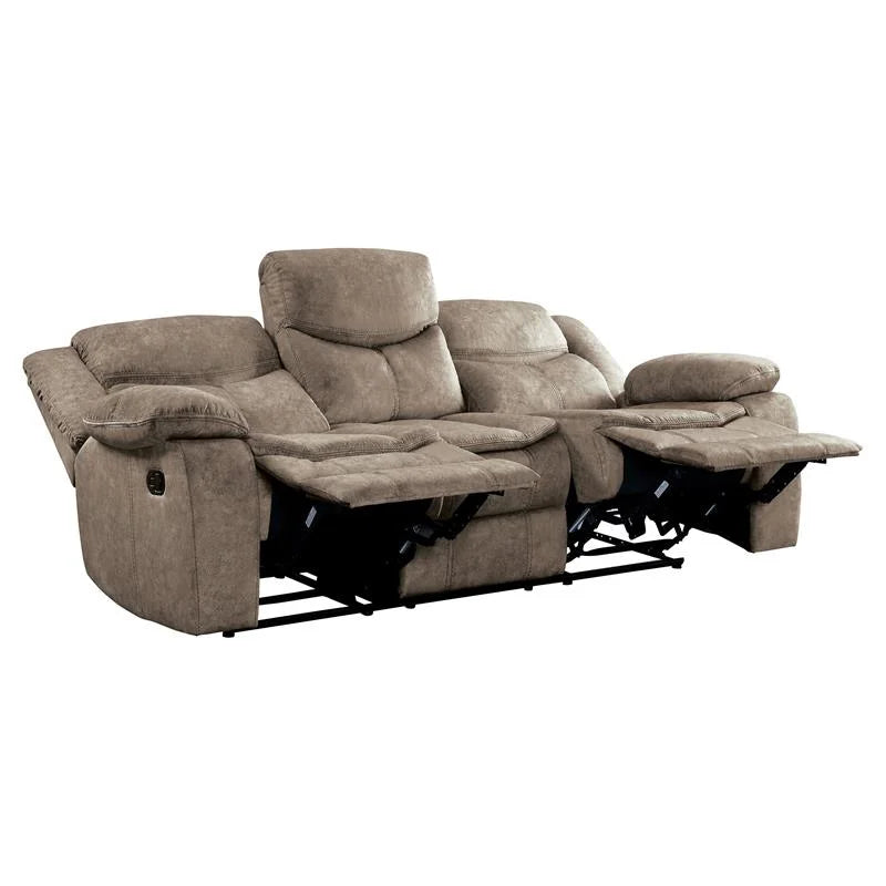 Brown Microfiber Double Reclining Sofa W873142