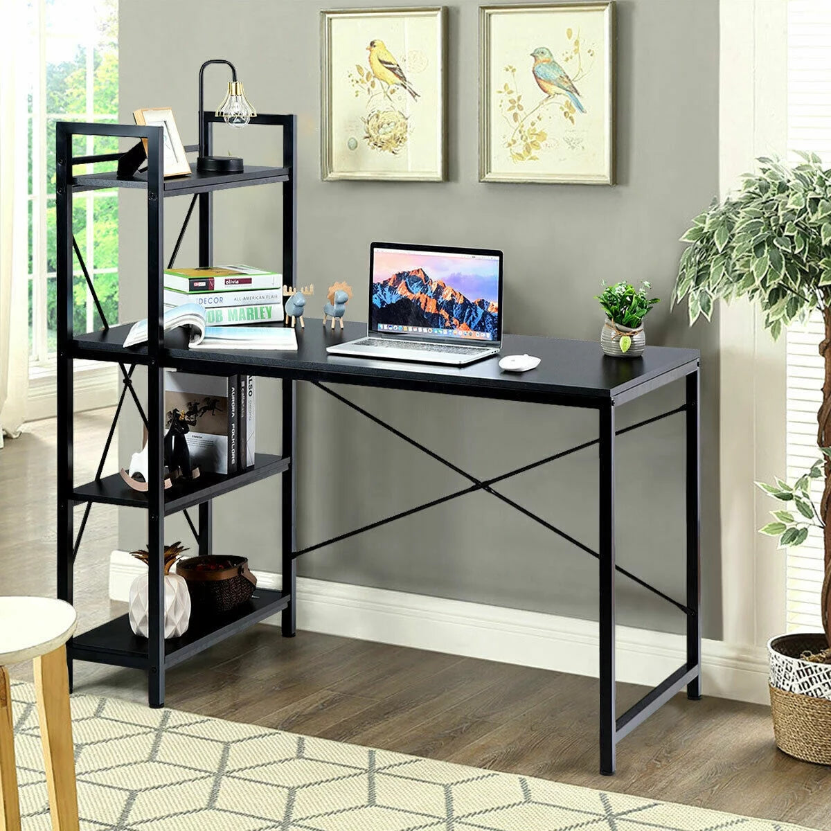 47.5" Computer Desk with 4 Tier Shelves T3323