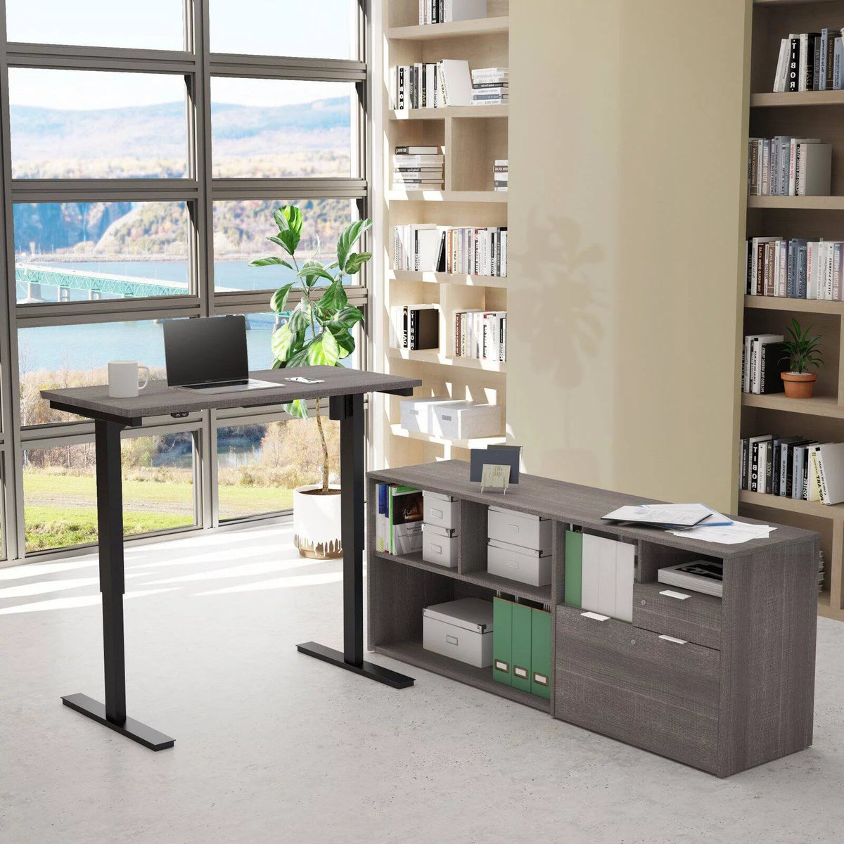 Height Adjustable L-Desk D409357