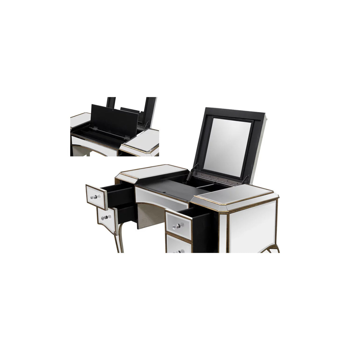 Solid Wood Jewelry Desk with Mirror H1082