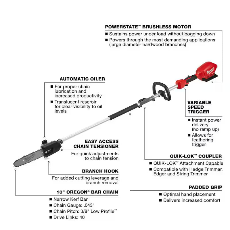 18V Lithium-Ion String Trimmer Blower Combo with Chainsaw Hedge Trimmer Edger Pole Saw 6-Tool Q317