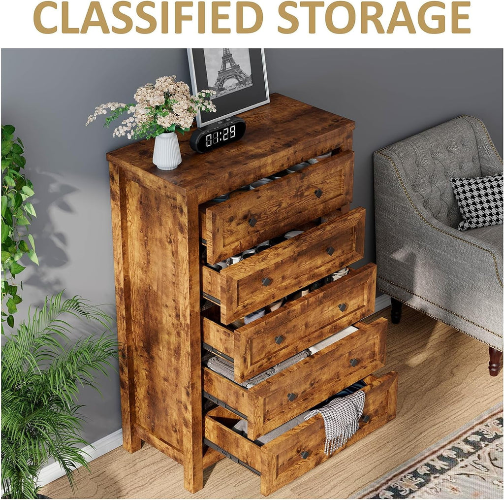 Farmhouse 5 Drawers Wood Dresser S829