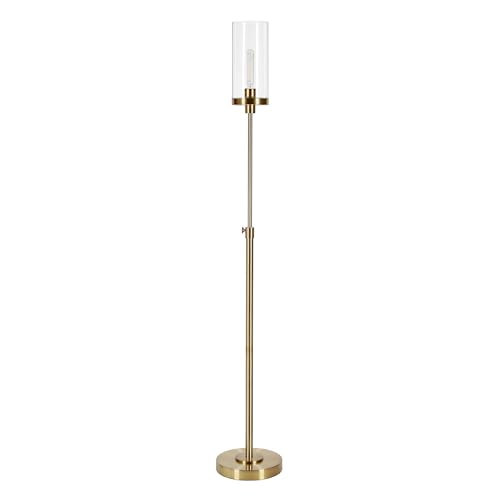 66" Tall Floor Lamp with Glass Shade in Gold F46618