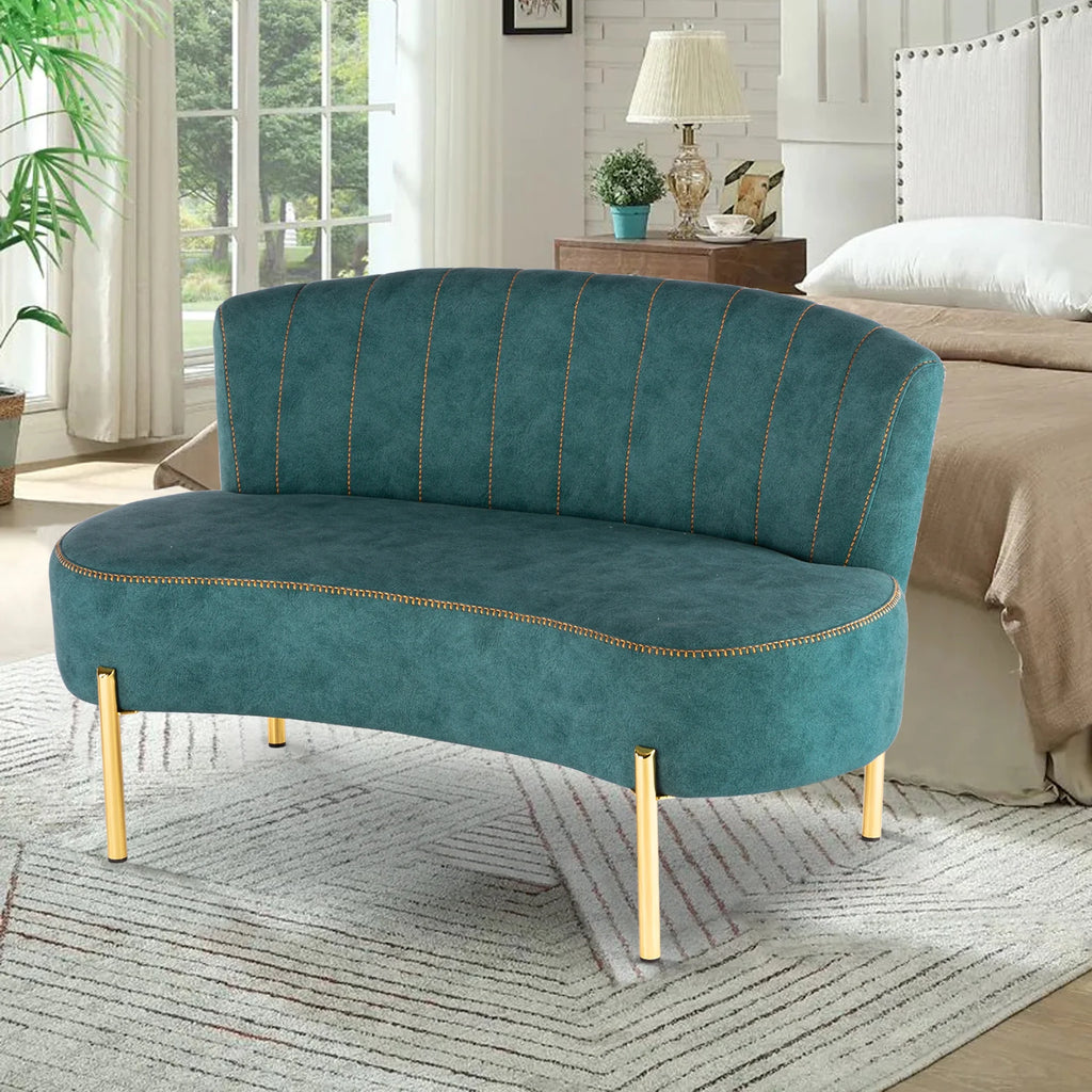 Teal Tufted Velvet 2 Seater Sofa Z955