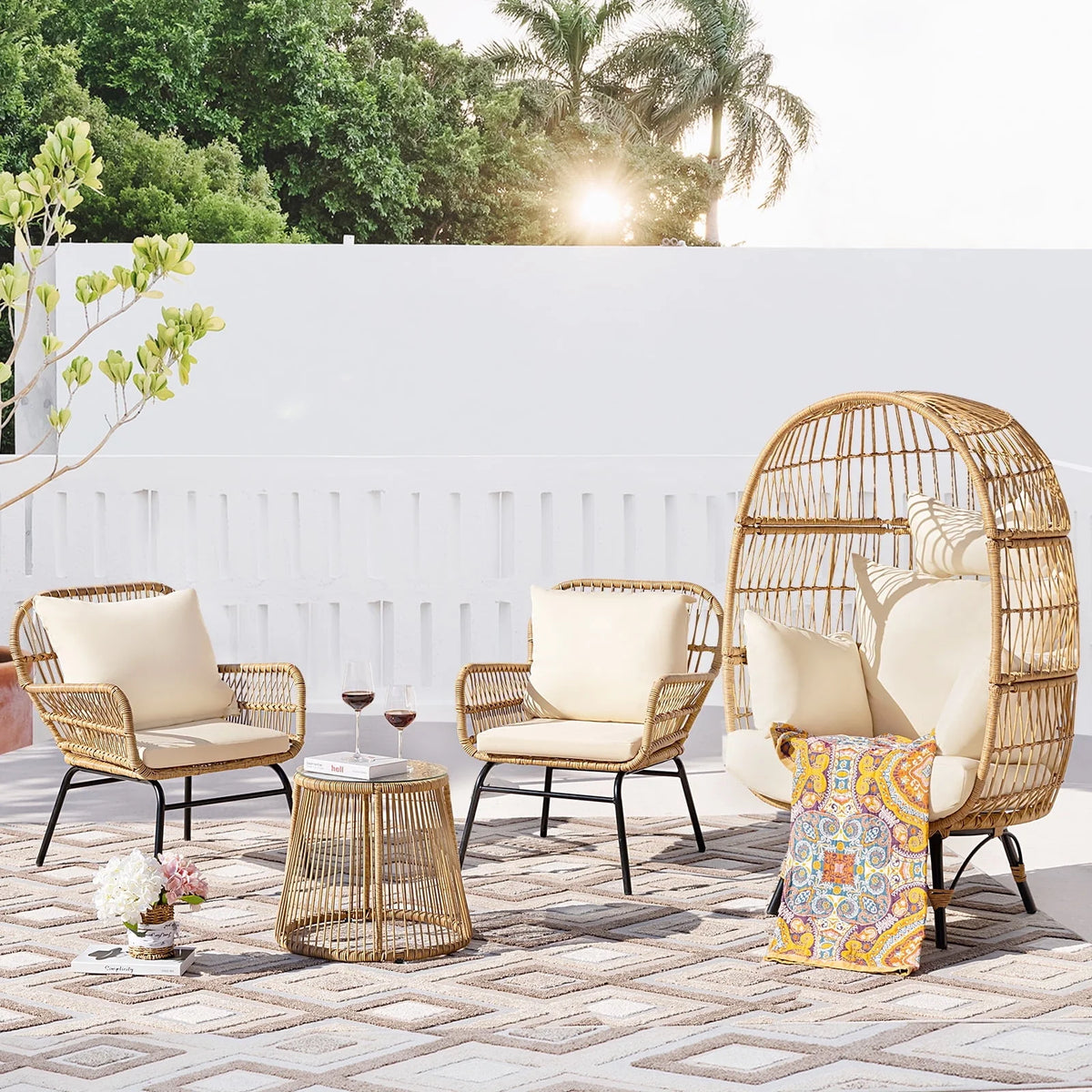 Beige Wicker Outdoor Sectional Sofa X521