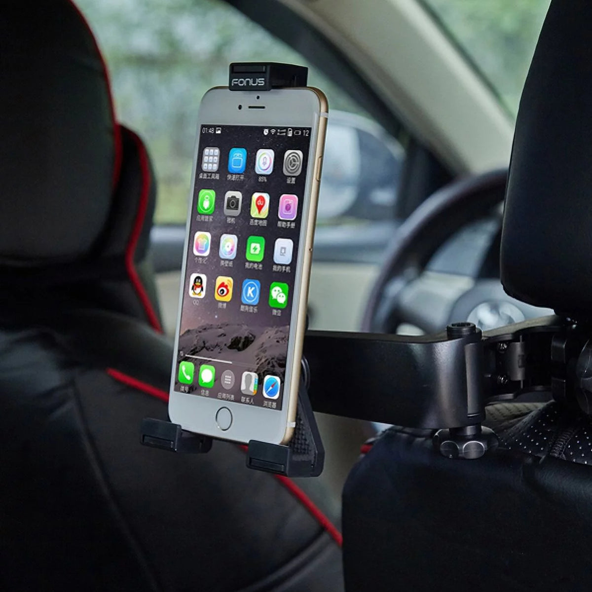 Black Rotating Car Headrest Tablet Holder I619123