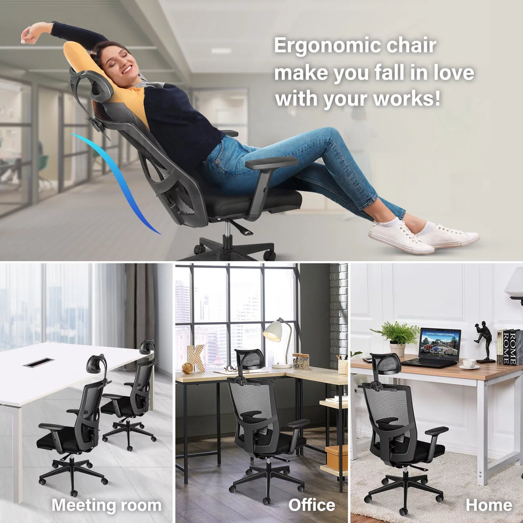 Black Ergonomic Mesh Office Chair with Wheels F9878