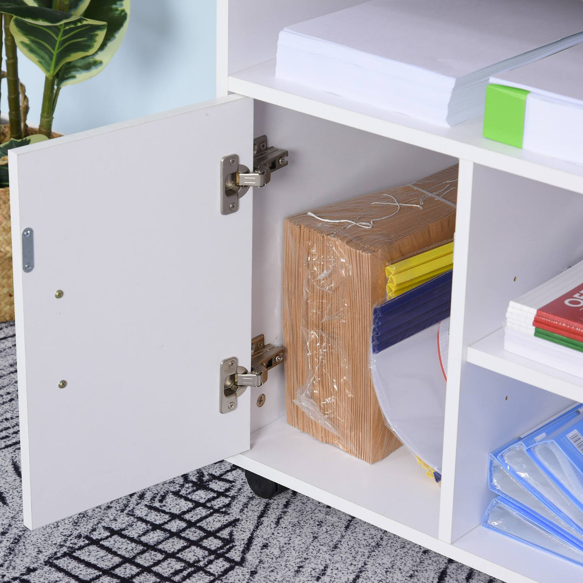 White Printer Stand with 4 Wheels A81454