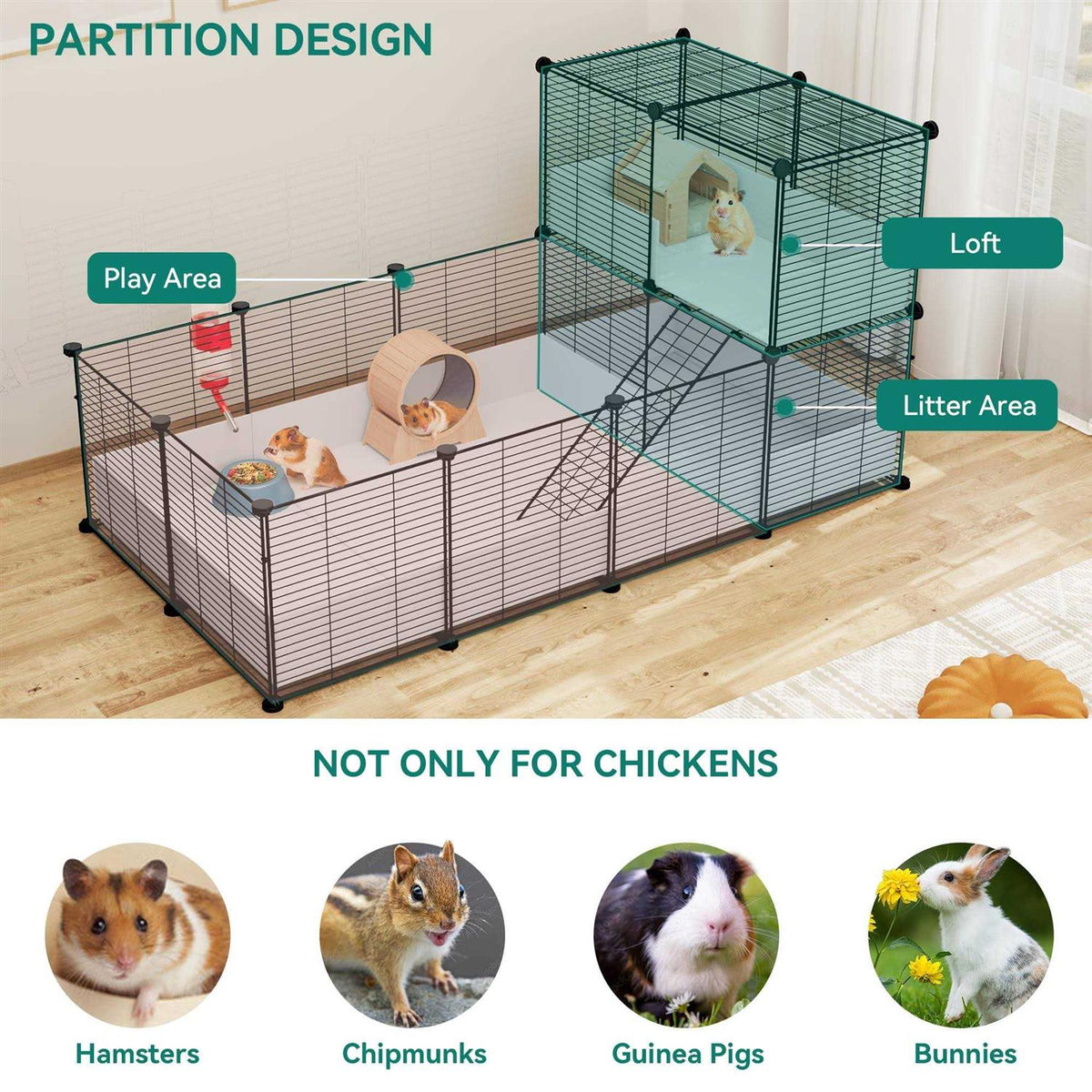 Guinea Pig Cage with Waterproof Plastic Liner P7359