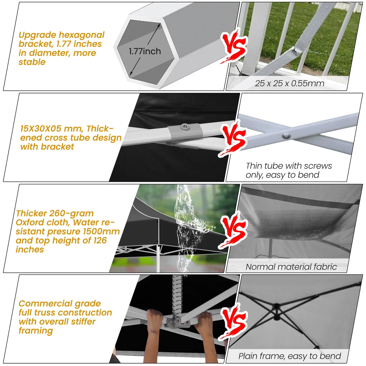10'x20' Pop Up Canopy Tent with 3 Heights Adjustable, Black D34175