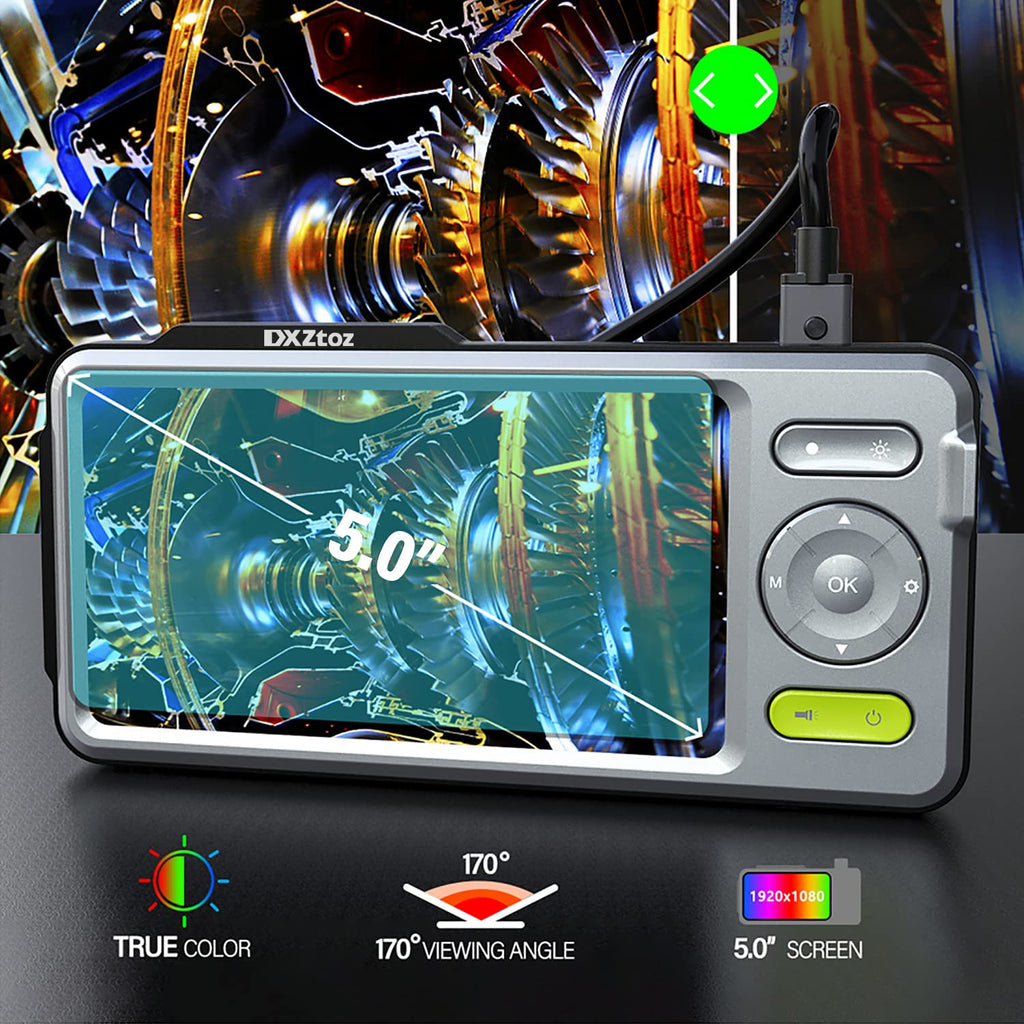 50FT Dual-Lens Industrial Endoscope 5'' IPS Screen Waterproof with Light B973995