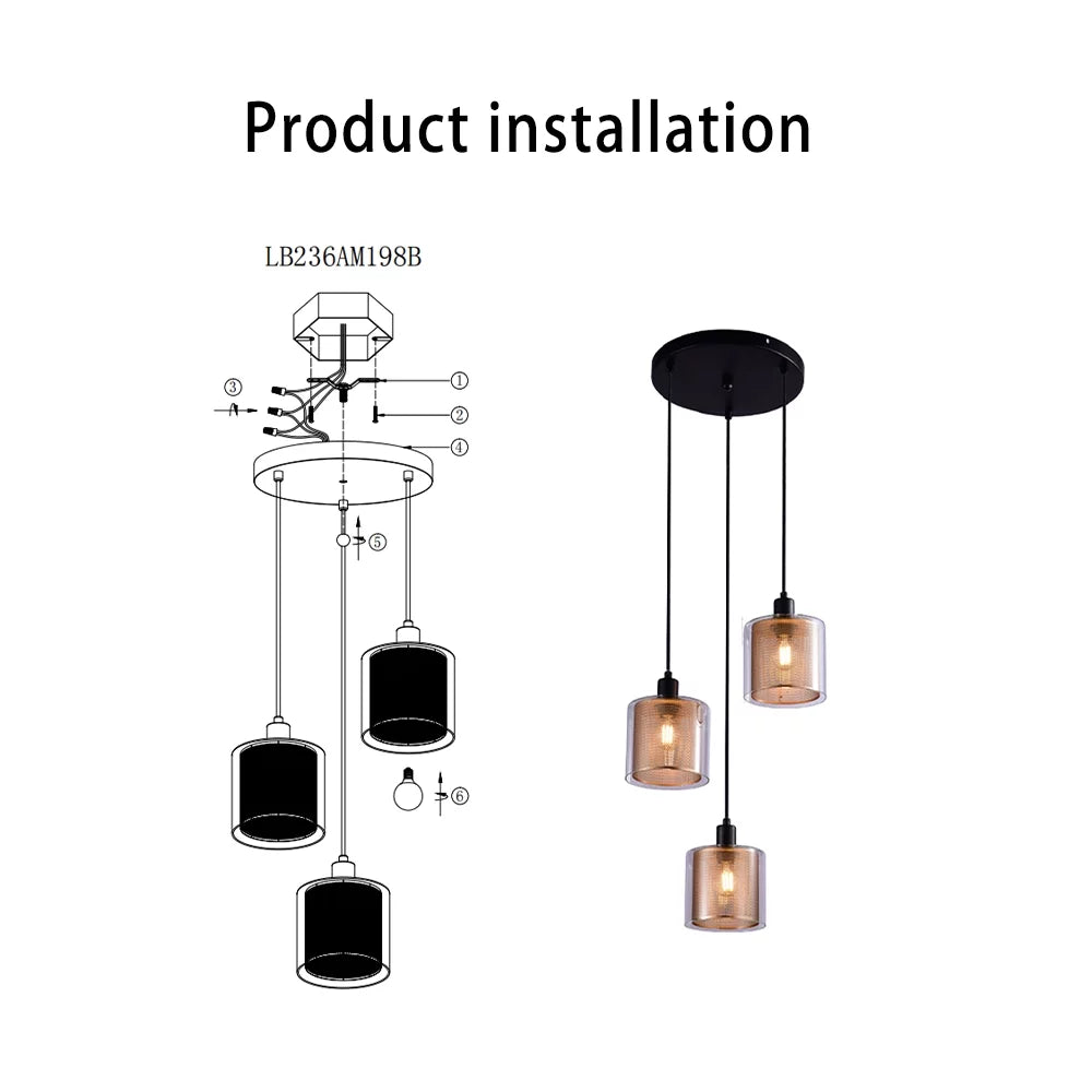 3-head Height Adjustable Gold Glass Chandelier T65216