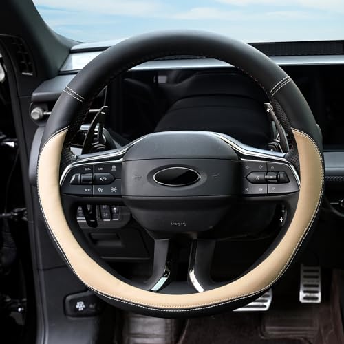 Microfiber Leather Steering Wheel Cover 15 inch Black K242265