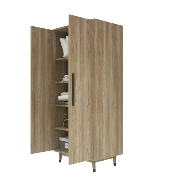 2 Doors Wardrobe Closet & Cabinet with Hanging Rail B648
