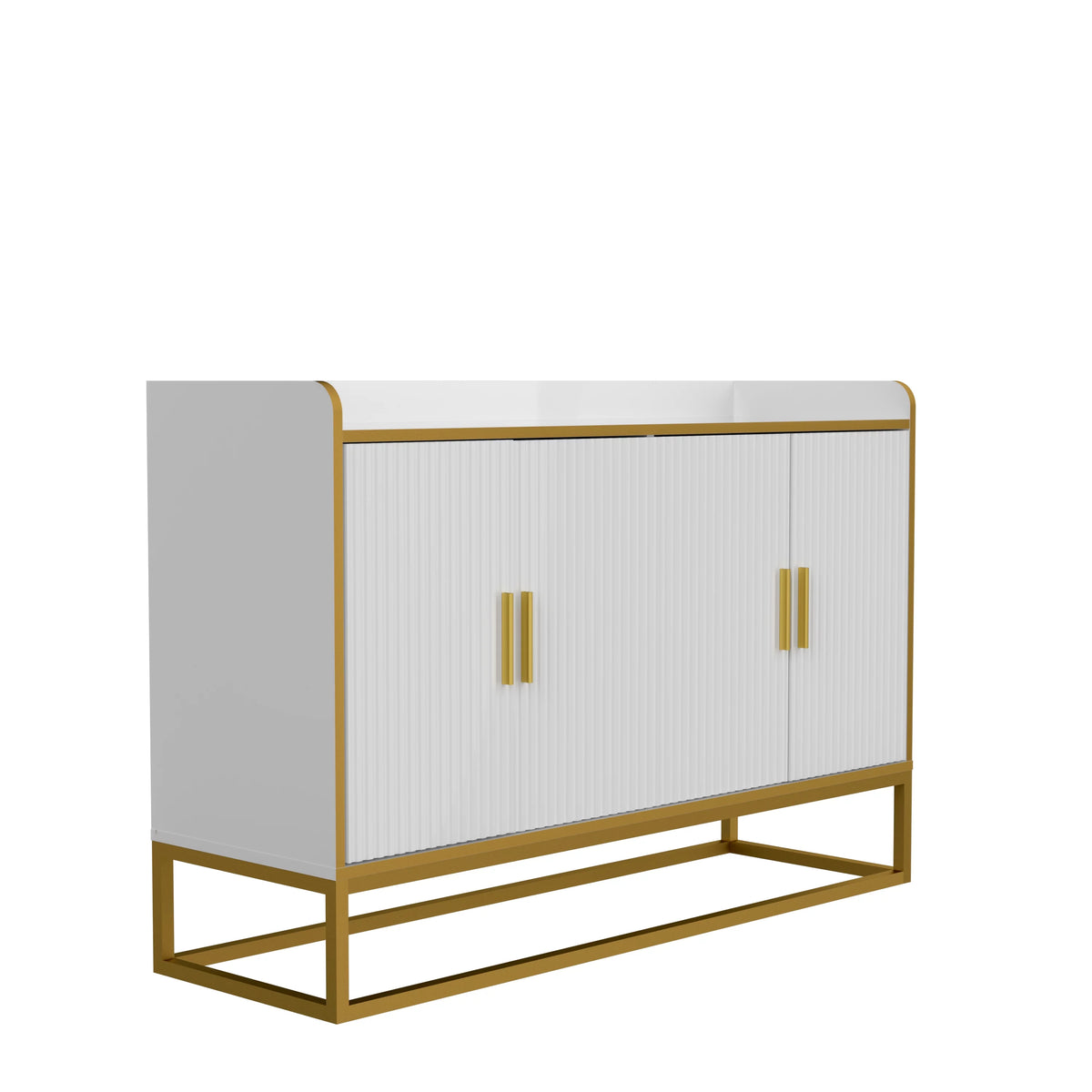 White Gloss Storage Cabinet with Metal Legs K42211