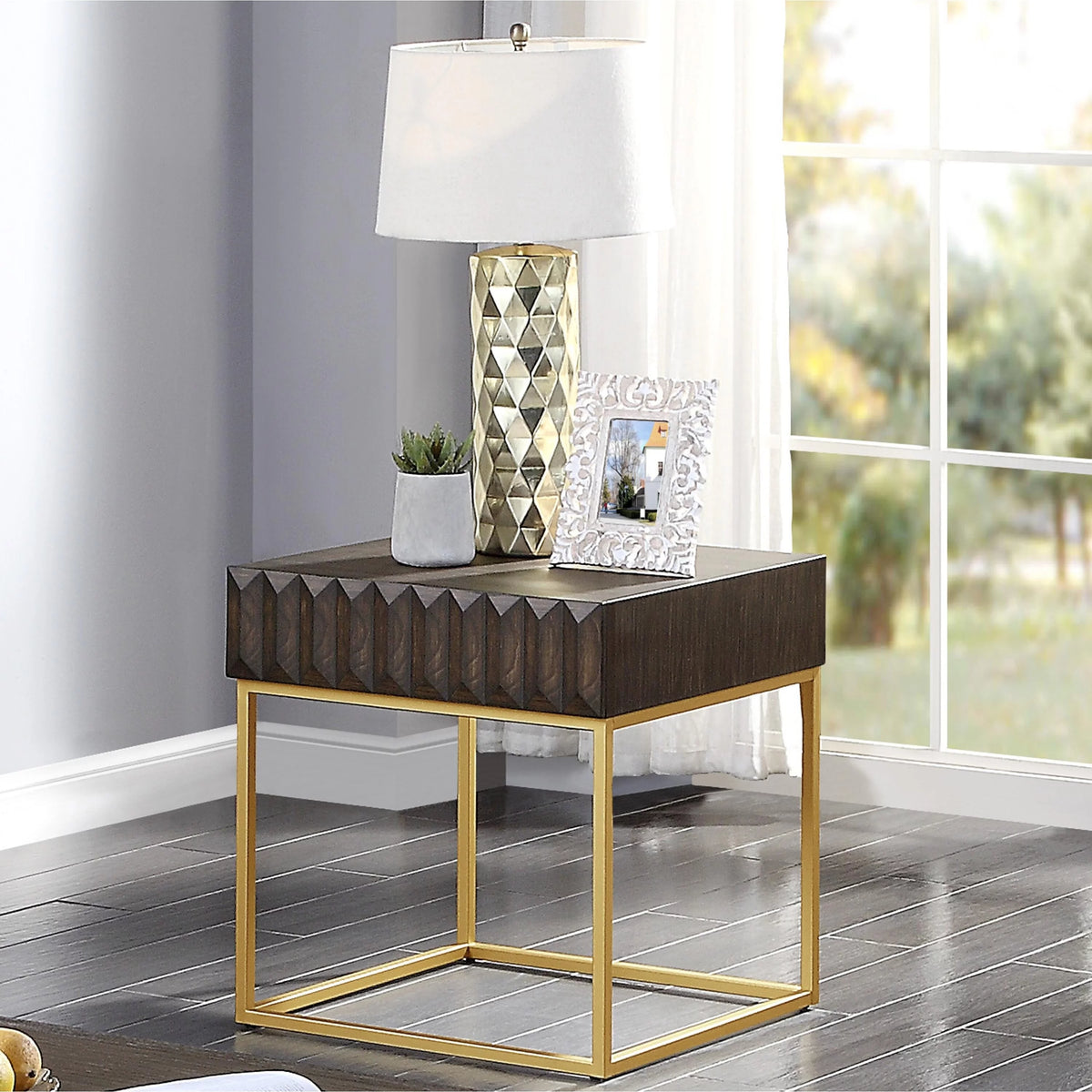 Antique Blue 1-Drawer Accent Table E712