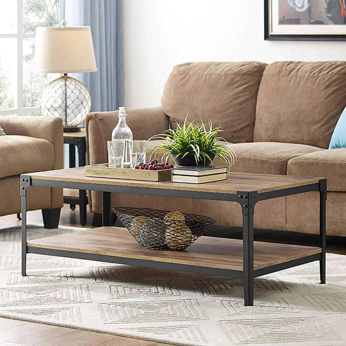 Rustic Metal and Wood Coffee Table X600