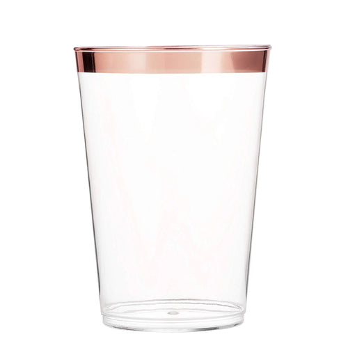 100 Rose Gold Rimmed 12 Oz Plastic Cups U6168