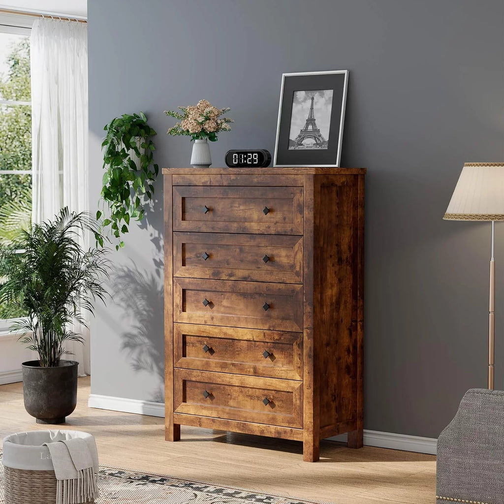 Farmhouse 5 Drawers Wood Dresser S829