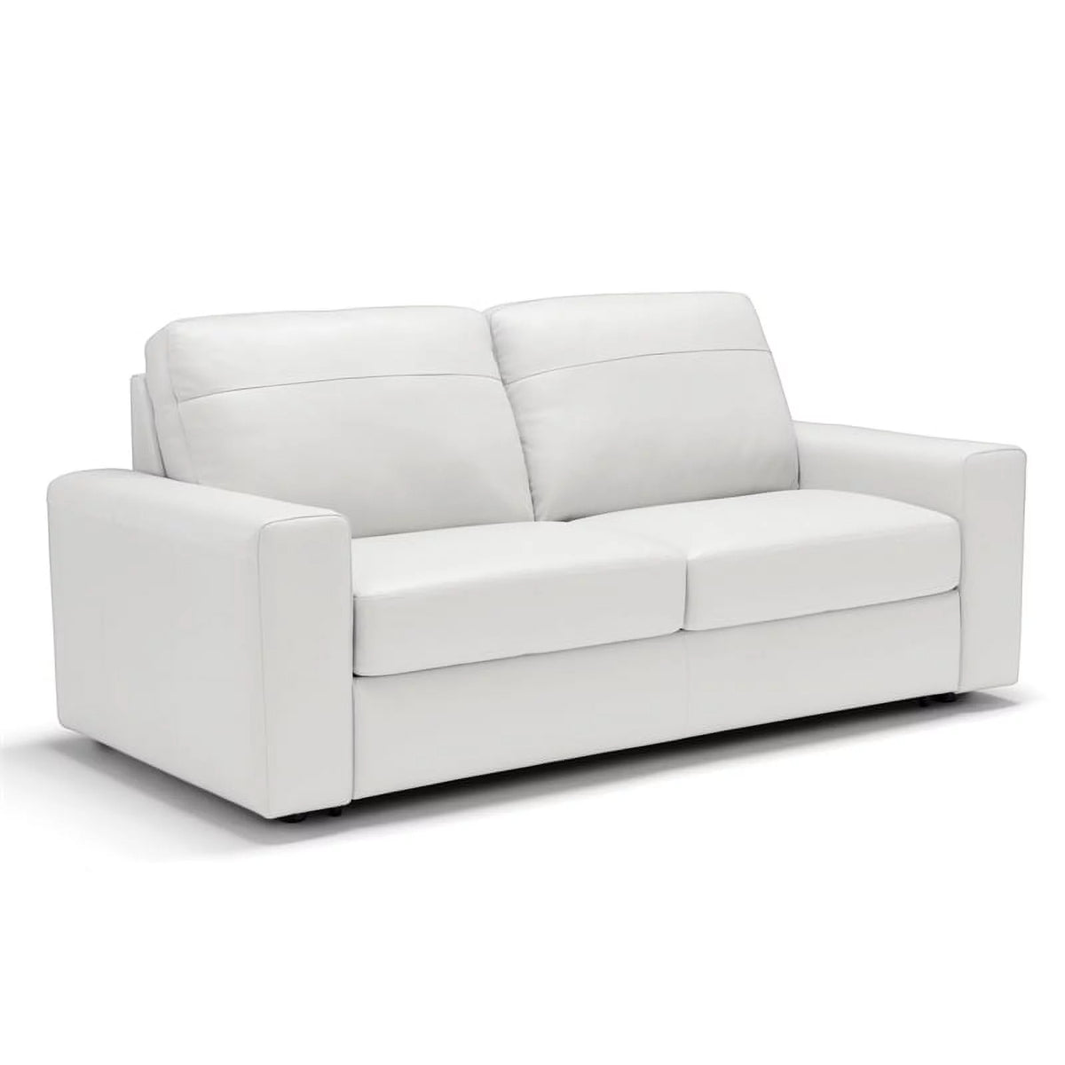 White Leather Sofa Sleeper with Full Size Pull Out Mattress S65696