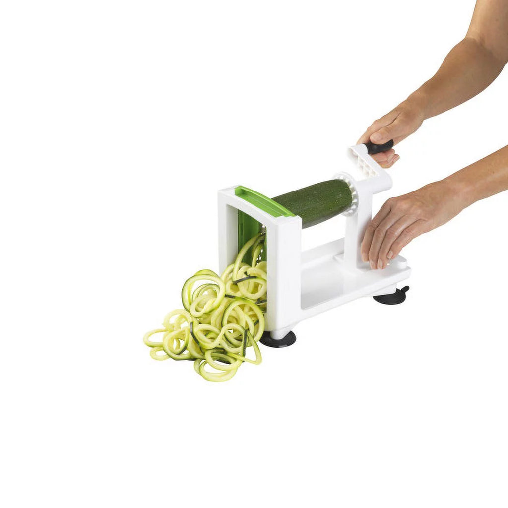 White Counter Top Veggie Spiralizer with Interchangeable Blades D9550