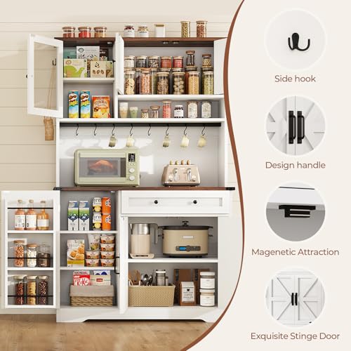 Black Kitchen Pantry Cabinet with Drawer and Doors X517497