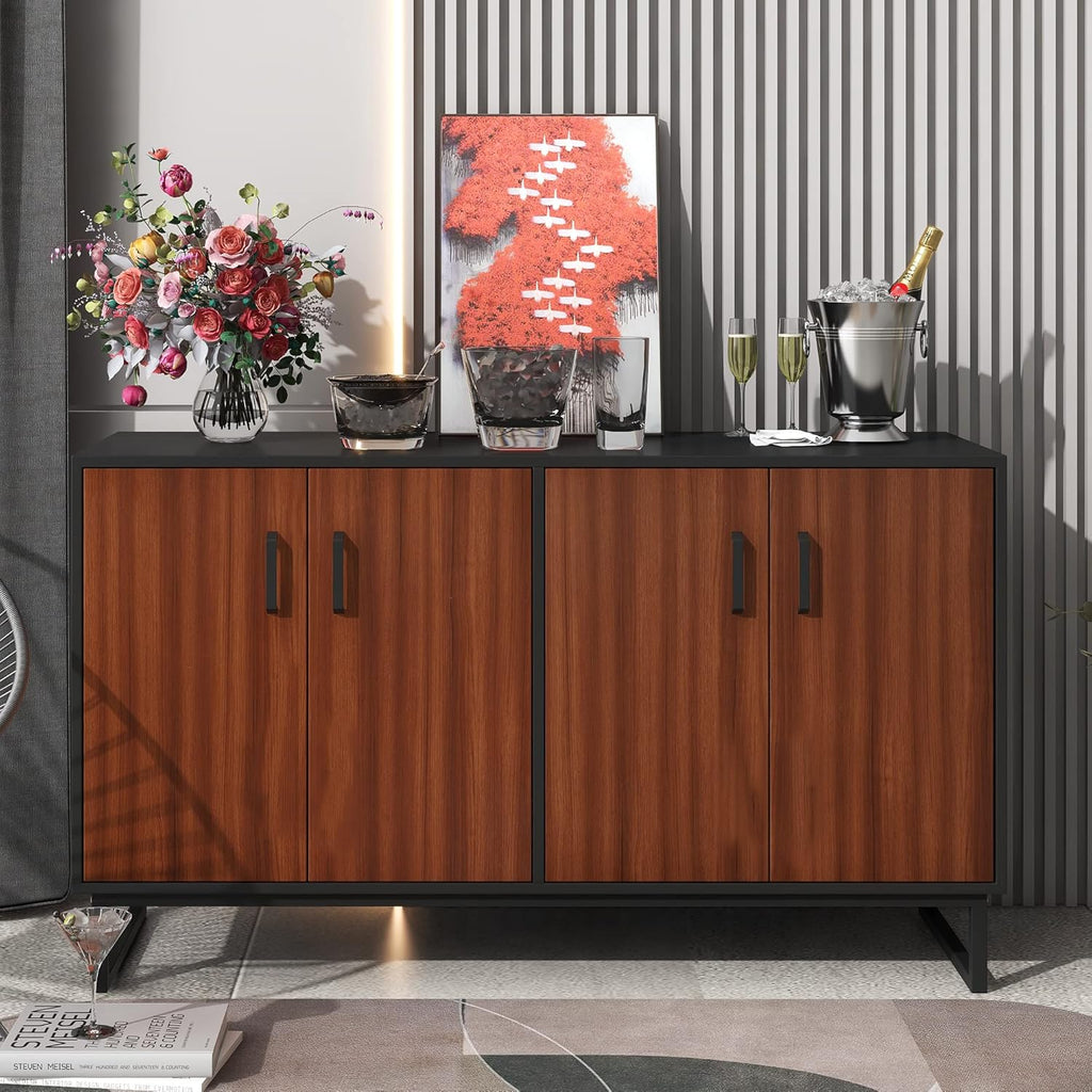Modern Wooden Console Table with 2 Drawers, 2 Cabinets and 1 Shelf N46713