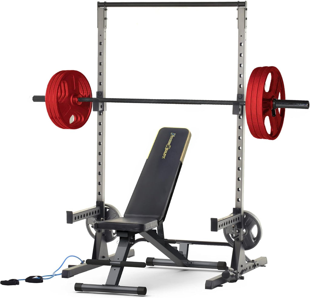Squat Rack Power Cage with J-Hooks and Weight Plate Storage N635065