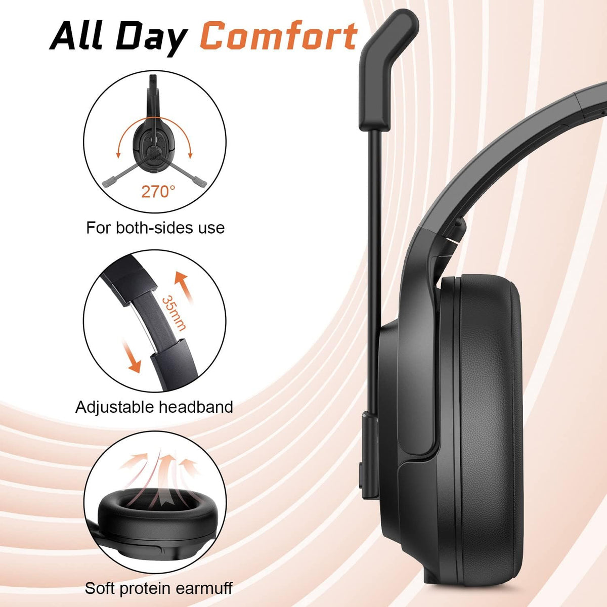 Noise Canceling Trucker Bluetooth Headset with Microphone Pack of 2 H21951